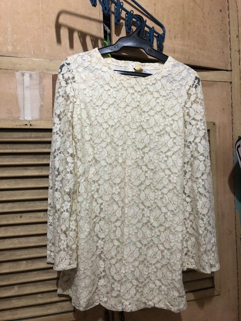H&M Cream Lace Dress, Women's Fashion, Dresses & Sets, Dresses on Carousell