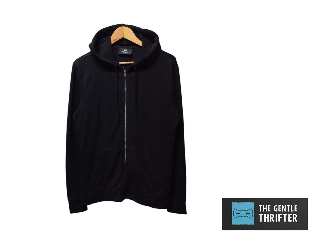 H M Full Zip Black Hoodie Men s Fashion Coats Jackets and Outerwear on Carousell