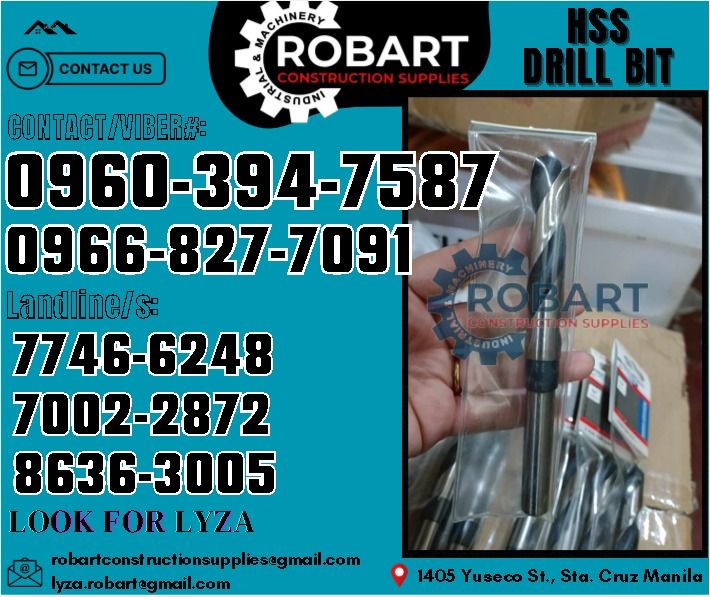 HSS DRILL BIT for Metal & Wood (Category: Construction Tools & Equipment) located in Manila. Submitted by lyzarobart11 (Listing ID 1332514944, Image 1). Description: HSS DRILL BIT for Metal & Wood Reduced Shank 5/8" (16mm) Brand: Bosch 𝑹𝑶𝑩𝑨𝑹𝑻 𝑪𝑶𝑵𝑺𝑻𝑹𝑼𝑪𝑻𝑰𝑶𝑵 𝑺𝑼𝑷𝑷𝑳𝑰𝑬𝑺 𝒪𝒻𝒻𝒾𝒸𝑒 𝒜𝒹𝒹𝓇𝑒𝓈𝓈: 𝟣𝟦𝟢𝟧 𝒴𝓊𝓈𝑒𝒸𝑜 𝒮𝓉. 𝒮𝓉𝒶 𝒞𝓇𝓊𝓏 𝑀𝒶𝓃𝒾𝓁𝒶 ꜱᴇɴᴅ ᴜꜱ ᴍᴇꜱꜱᴀɢᴇ ꜰᴏʀ ɪɴQᴜɪʀɪᴇꜱ ‼️ ‼️ ɢʟᴏʙᴇ: (0966-827-7091) ꜱᴍʀᴛ - (0960-3