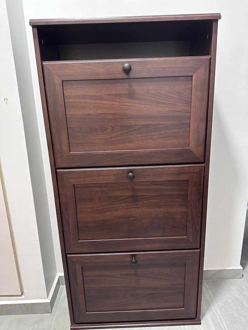 IKEA Brusali shoe cabinet with 3 compartments Furniture Home Living Furniture Shelves Cabinets Racks on Carousell