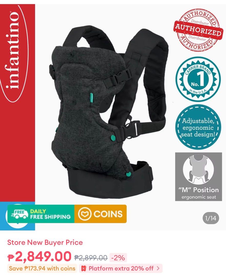 Infantino Baby Carrier (Category: Carriers & Slings) located in Balanga. Submitted by trendsetter12 (Listing ID 1332573282, Image 2). Description: Slightly Used No box.