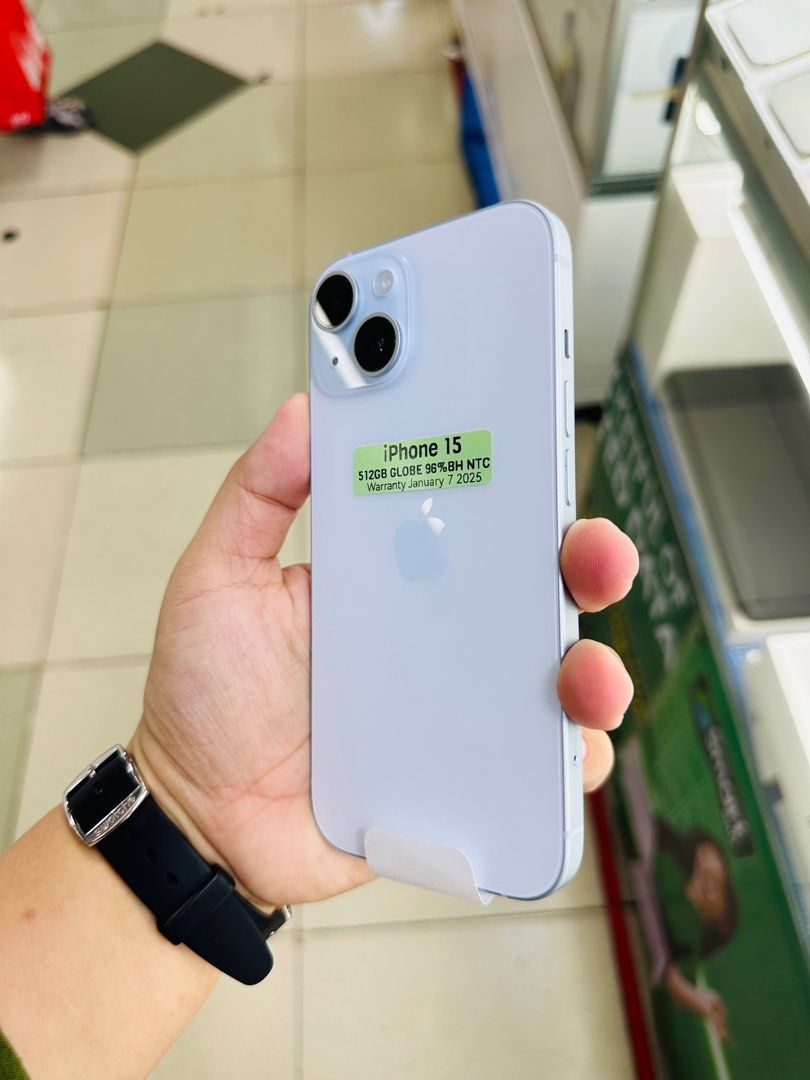 Iphone 15 512gb 96% batt Globelocked (Category: iPhone 15 Series) located in San Juan City. Submitted by javedsgadgetshop (Listing ID 1332600194, Image 3). Description: OPEN FOR INSTALLMENT VIA CREDIT CARD/GGIVES/SPAY/BILLEASE & SWAP/TRADE-IN! BUY AND SELL! Quick Specs : Iphone 15 •512gb •NTC Variant •96% batt health •Globelocked •100% Smoothness •No hidden issue | No Repaired •100% Authentic | Not Refurbished •w/ OEM Charger & store warranty ❣️ 