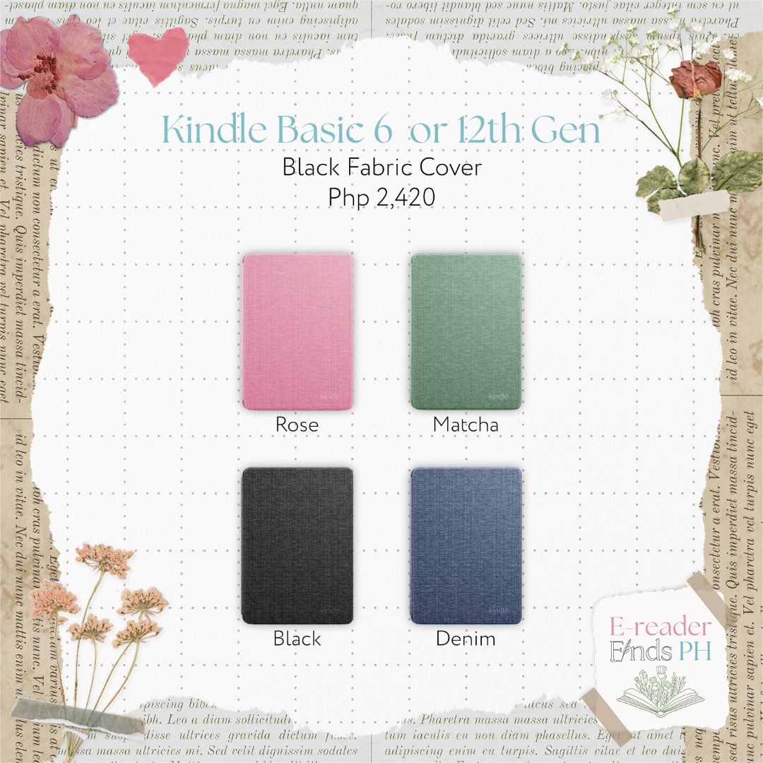 Kindle Basic 11th / 12th Generation Original Fabric Cover Cases for Pre-order (Category: E-Readers) located in Bulacan. Submitted by ereaderfinds.ph (Listing ID 1304561115, Image 2). Description: For Pre-order ETA is 20-30 days Full payment required Other e-readers and cases are also for pre-order, just send us a message. If we have any onhand we will post it in a different listing! You can check our other store @the440collection for more reviews