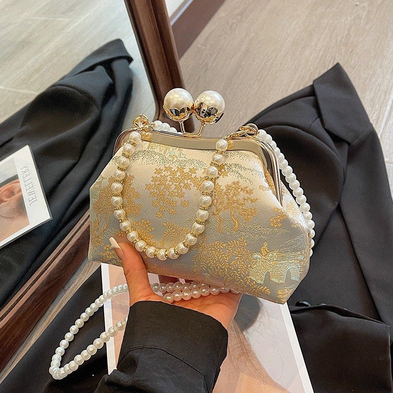 Large capacity Handbag For Women Party Clutch Evening Bag with Metal and Pearl Handle Long Chain Women s Fashion Bags Wallets Purses Pouches on Carousell