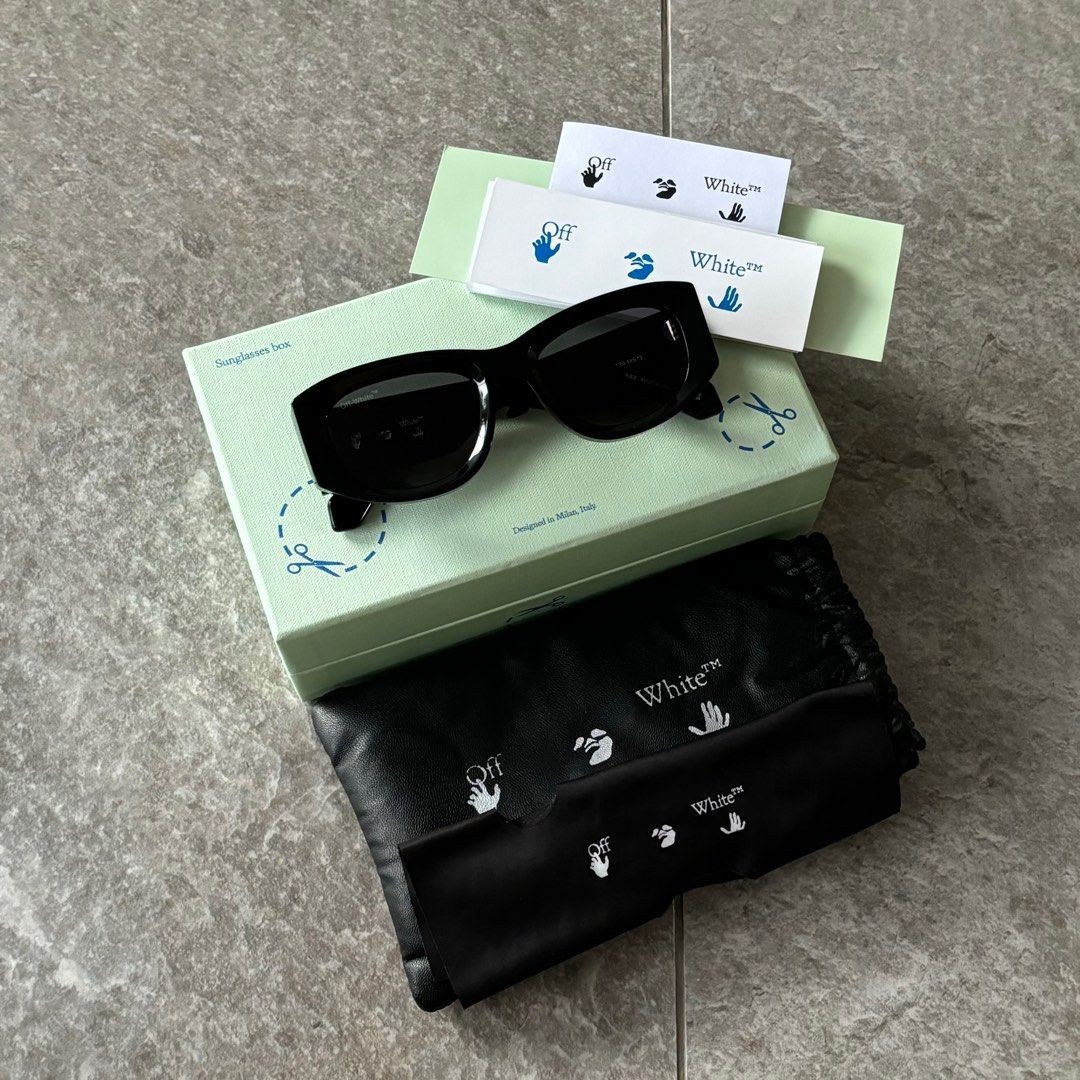 OFF-WHITE JOAN OVAL- FRAME BLACK SUNGLASSES SIZE OS, Men display picture 1