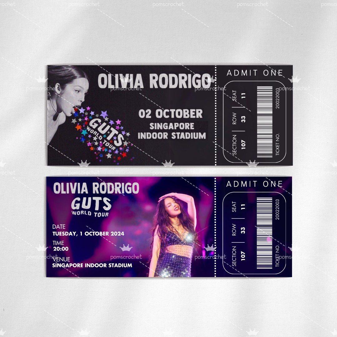Olivia Rodrigo Guts Tour Souvenir Tickets, Hobbies & Toys