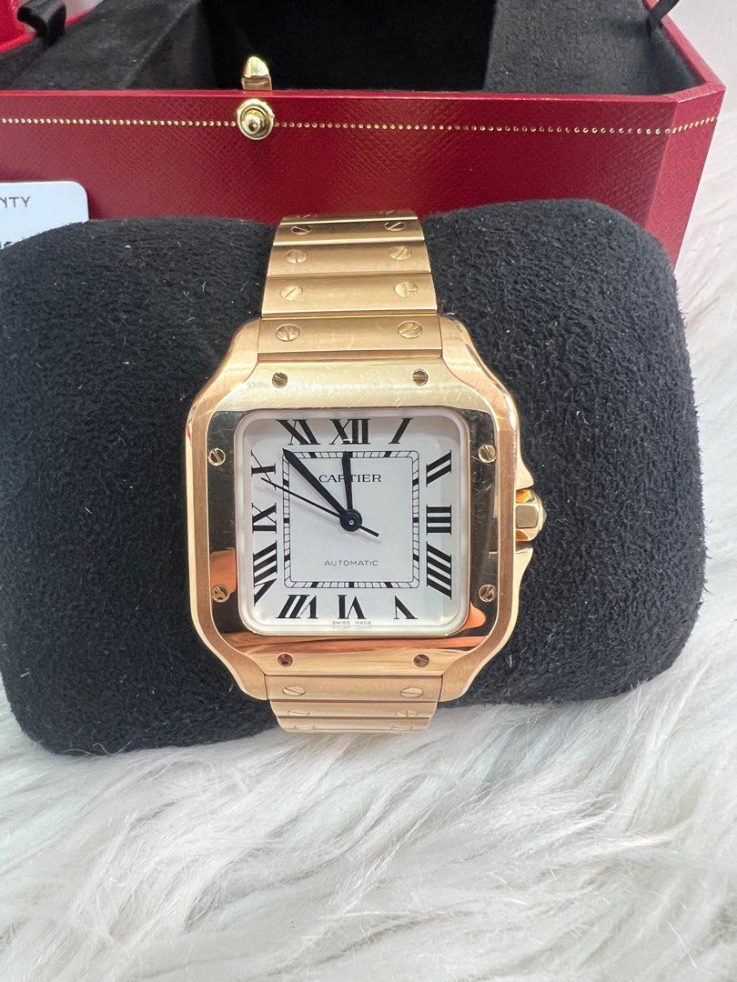 Original Cartier Santos 18k Solid Rosegold Medium Size Mens Luxury Watches on Carousell