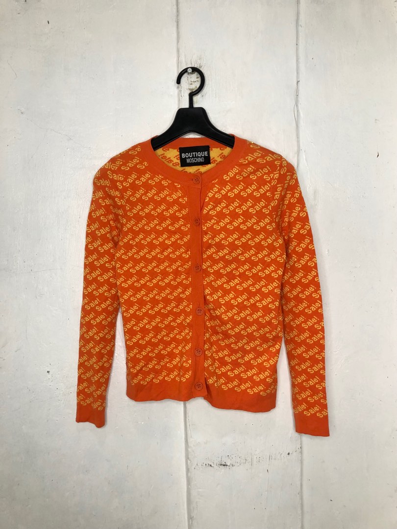 S S 2016 Moschino Sale All Over Print Knit Cardigan Women s Fashion Coats Jackets and Outerwear on Carousell