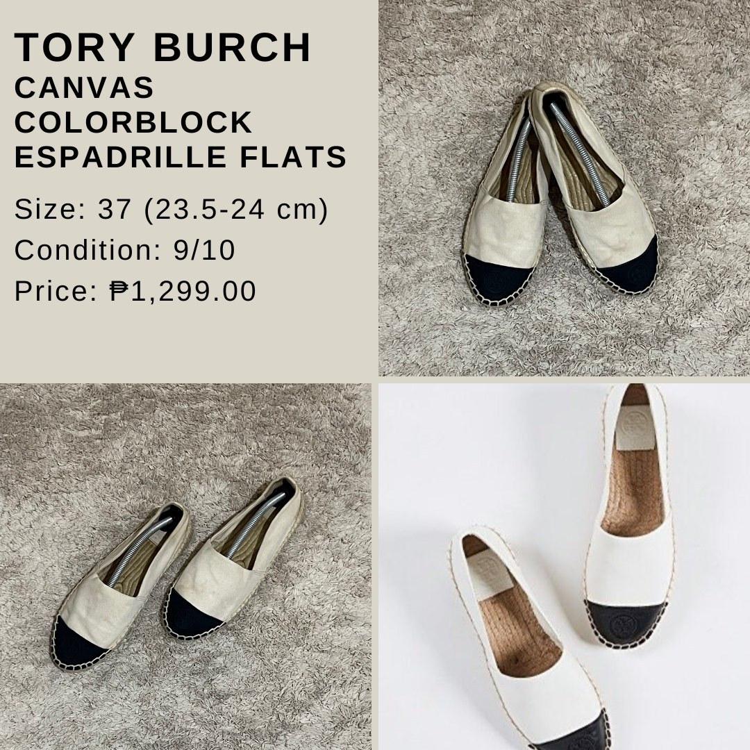 Tory Burch Canvas Colorblock Espadrille Flats Women s Fashion Footwear Flats Sandals on Carousell