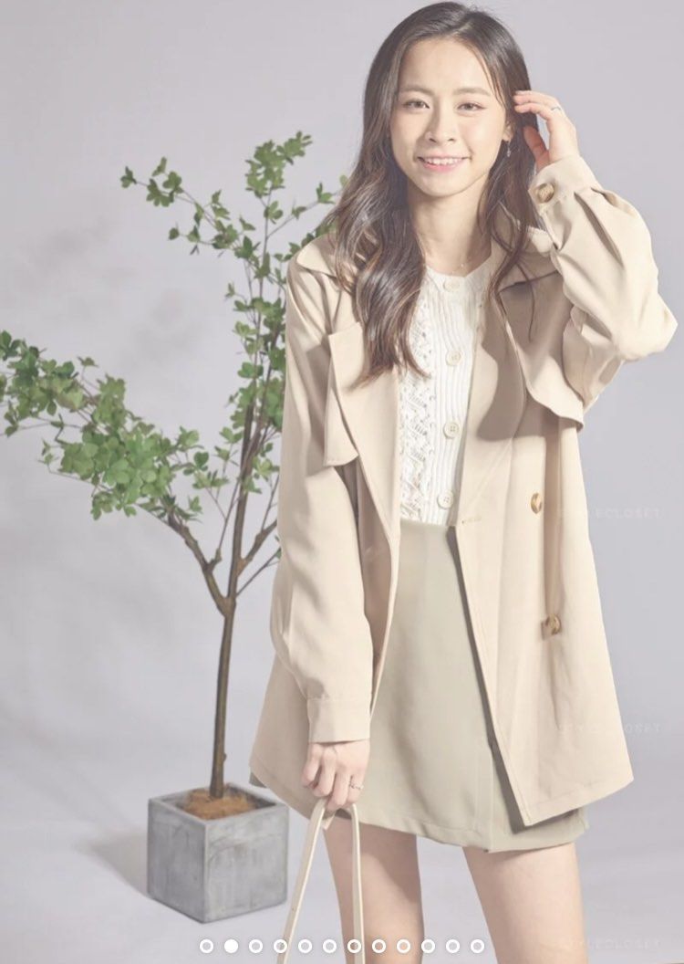 Trench coat 綁帶乾濕褸, 女裝, 外套及戶外衣服- Carousell