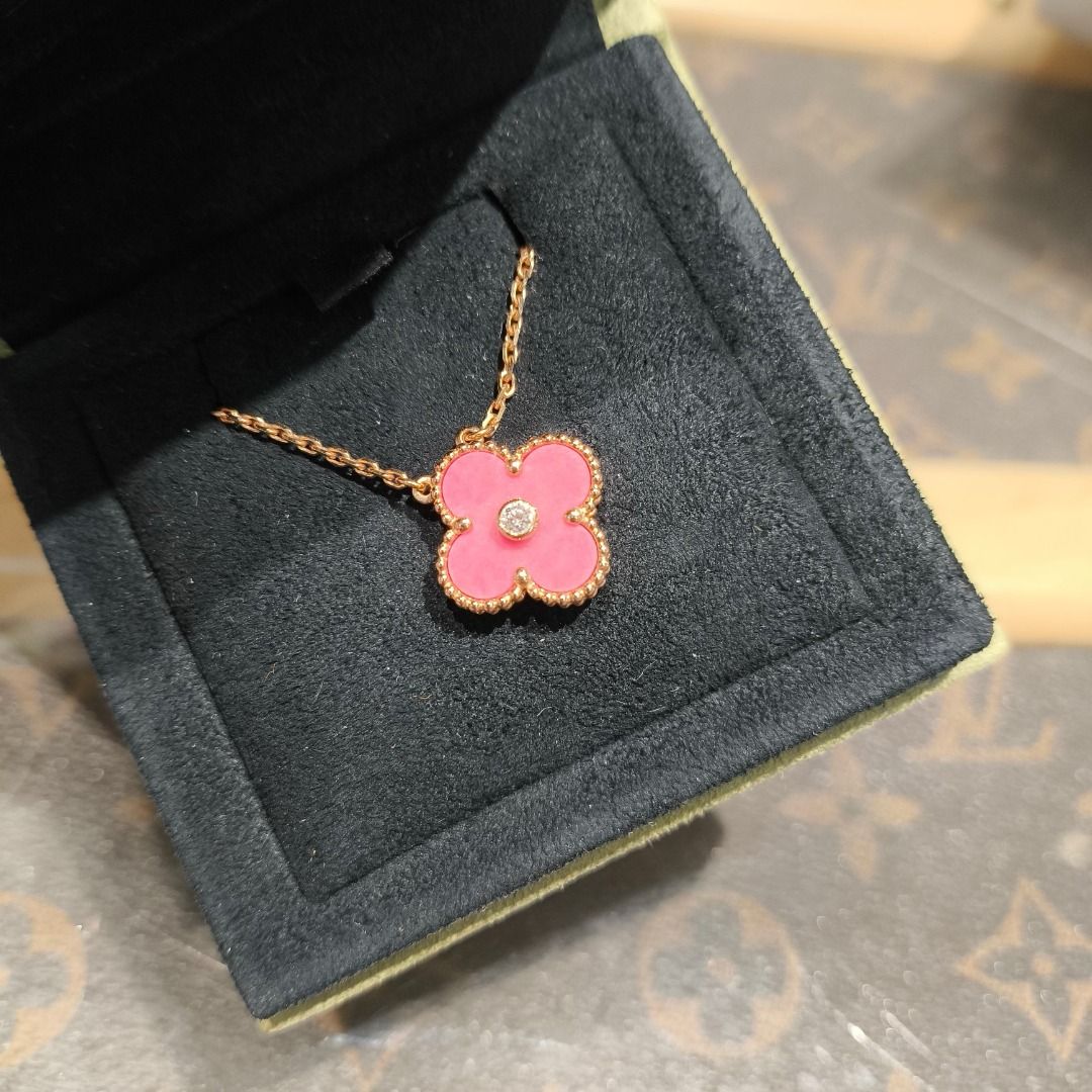 Van Cleef Arpels Vintage Alhambra Rhodonite Diamond Holiday