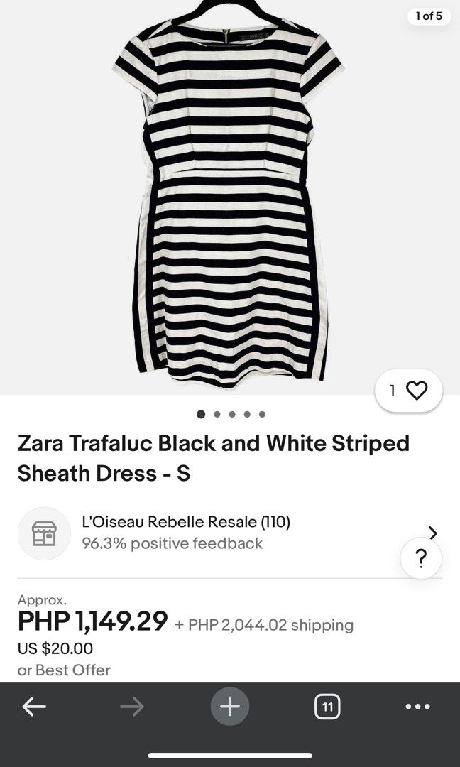 Zara white dress with black line deals