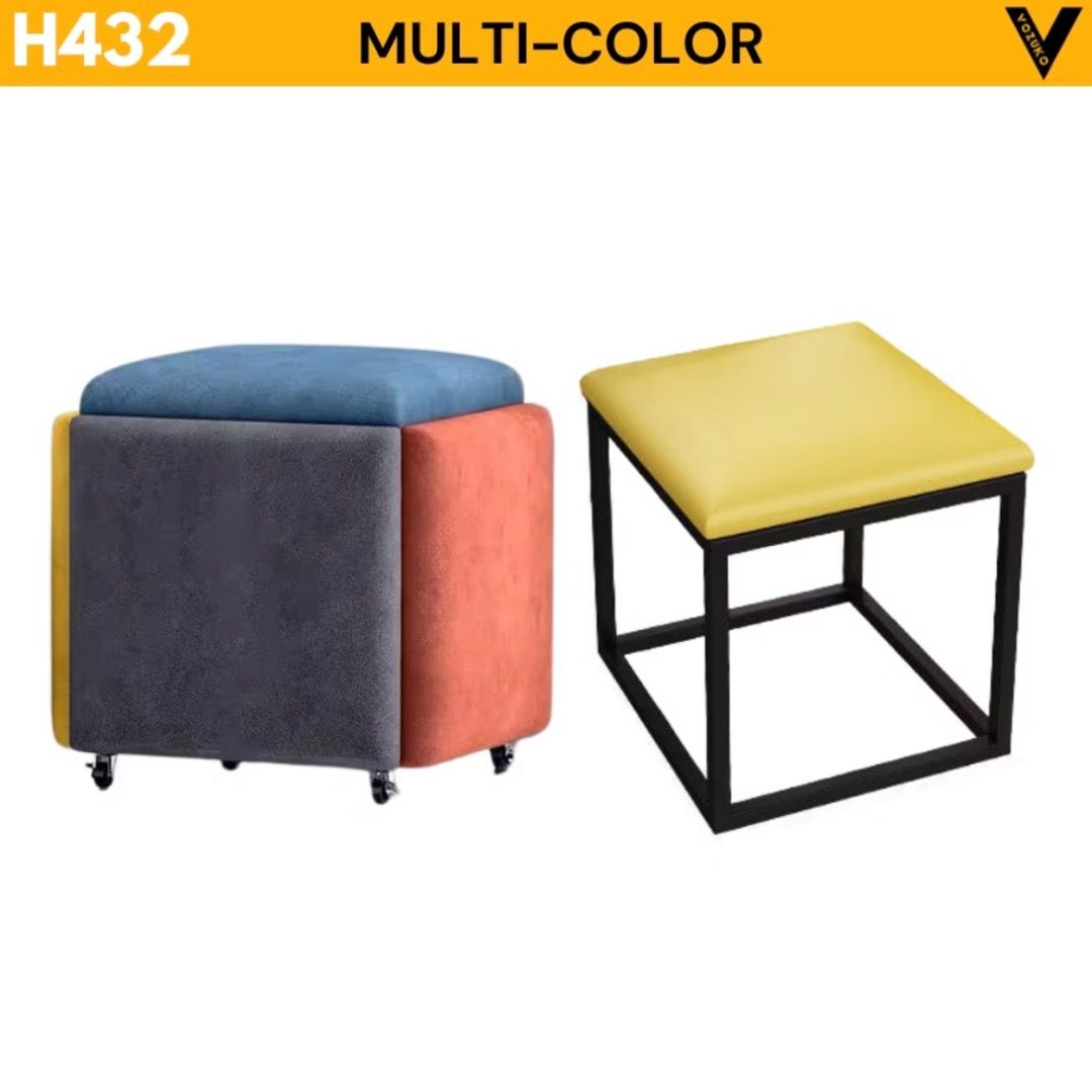 5-in-1 Rubik's Cube Chair Space Saver Stool for Home Living use
