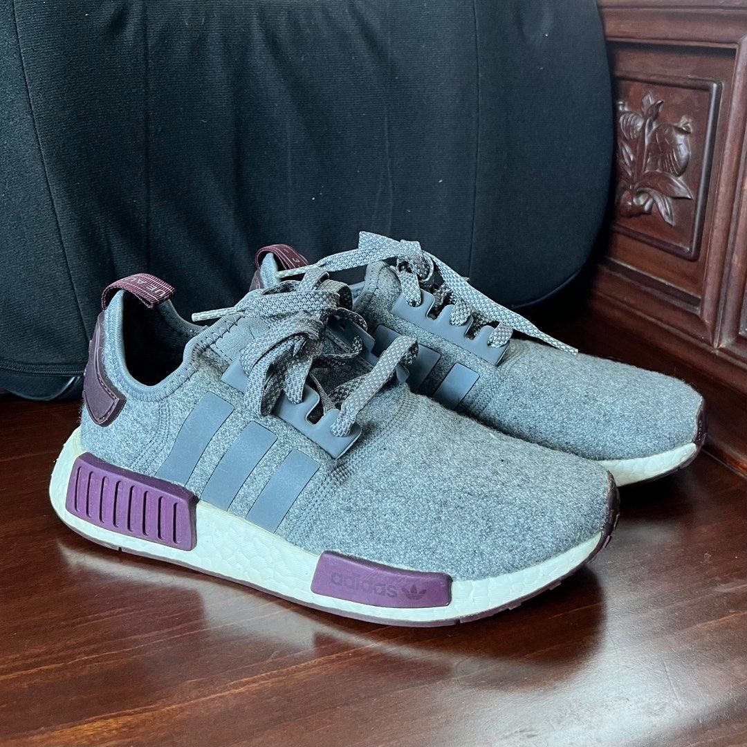 Adidas NMD Wool Grey Four Maroon Sneakers US5
