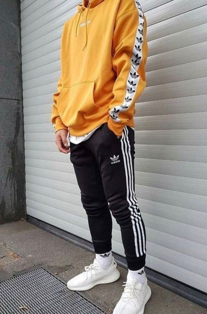 Adidas side tape hoodie Men s Fashion Coats Jackets and Outerwear on Carousell