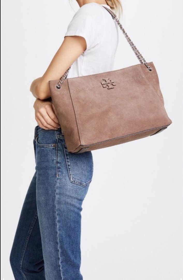Authentic Tory Burch Mcgraw Suede Chain Shoulder Slouchy Tote Luxury Bags Wallets on Carousell