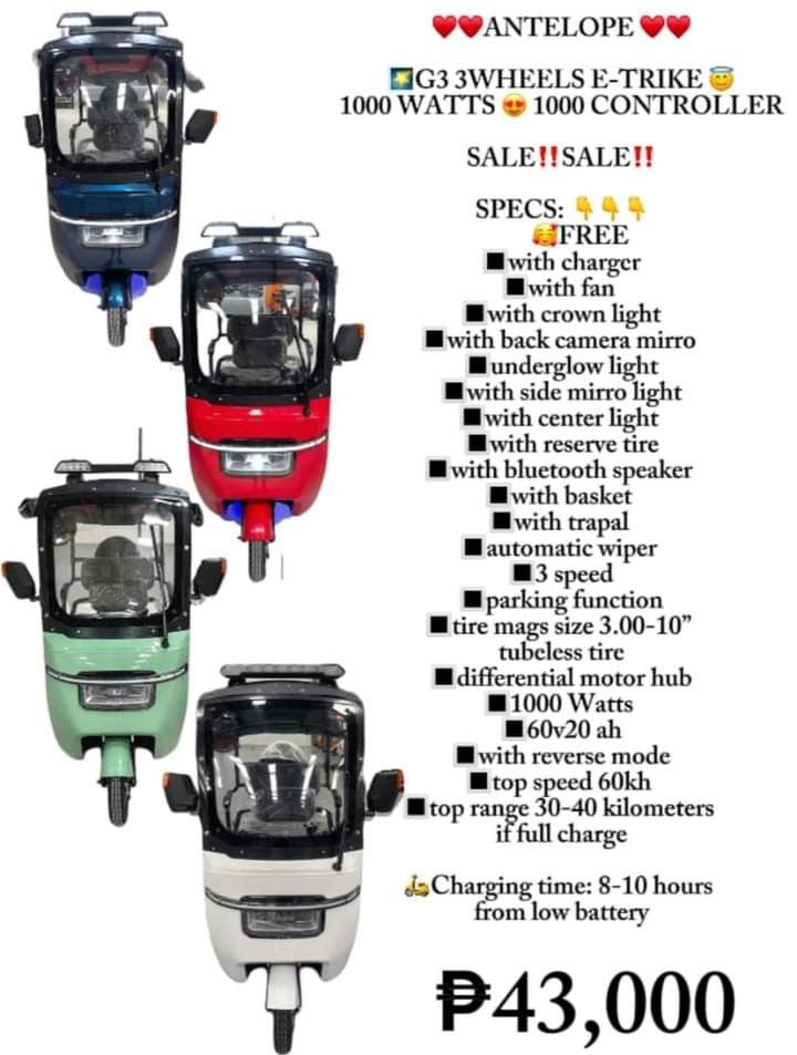 Ebike DIRECT BODEGA (Category: Bicycles) located in Manila. Submitted by saguittarian06 (Listing ID 1332756610, Image 1). Description: ELECTRIC BIKES/ELECTRIC TRIKES FOR SALE‼️ ATV AND UTV FOR KIDS AND ADULTS FOR SALE‼️ WE ACCEPT : CASH ON DELIVERY 🚚 GCASH💸 BANK TRANSFER💳 NO INSTALLMENT CASH BASIS ONLY‼️ COD/COP ADD DELIVERY FEE.
