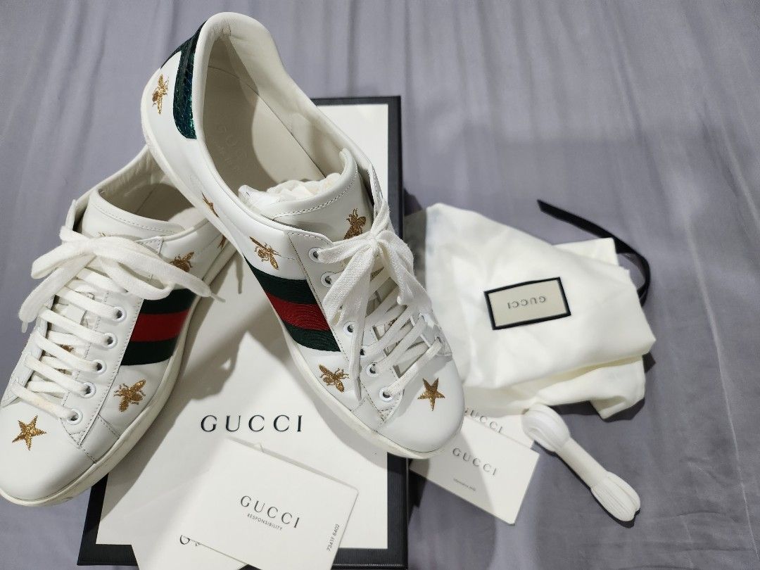 ORIGINAL GUCCI ACE BEE MEN WHITE SHOES