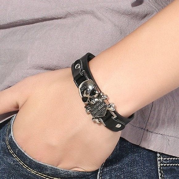 HARLEY DAVIDSON Skull Bones Adjustable Leather Bracelet Men s Fashion Watches Accessories Jewelry on Carousell