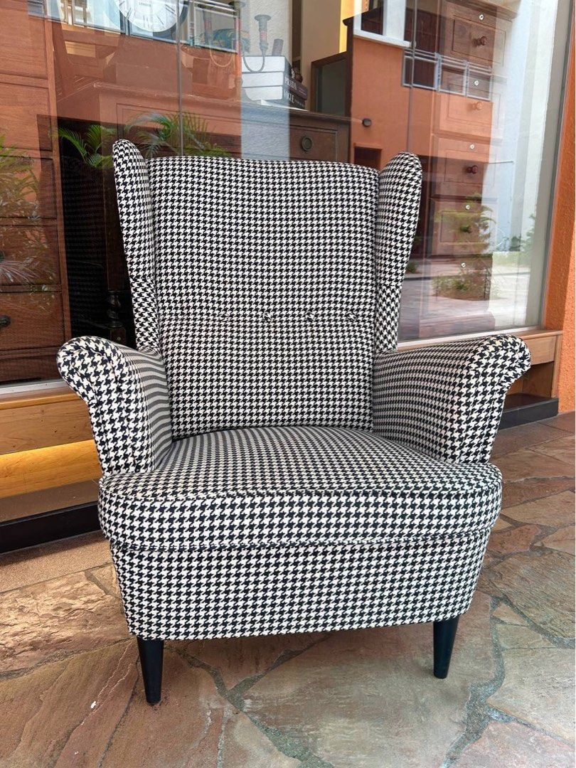 Ikea STRANDMON wingchair in VIBBERBO Furniture Home Living Furniture Chairs on Carousell