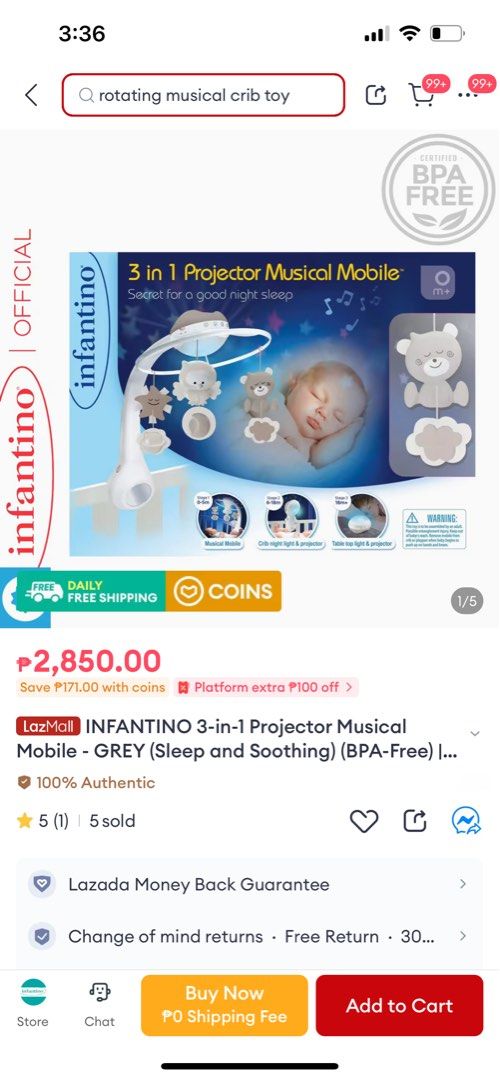 Infantino 3-in-1 Projector Musical Mobile (Category: Infant Playtime) located in Manila. Submitted by declutterb (Listing ID 1332690436, Image 1). Description: Like new. With Box. .