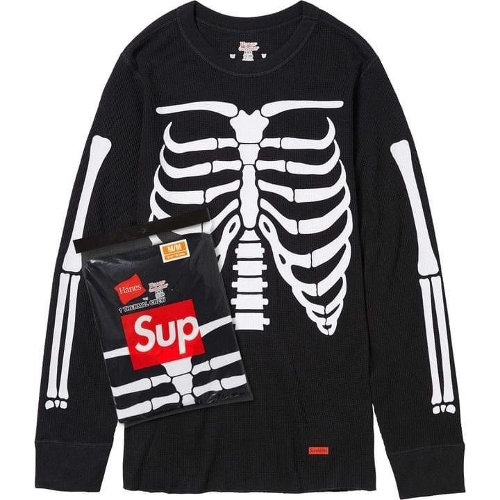 Instock] Supreme Hanes Bones Thermal Crew, Men's Fashion, Tops