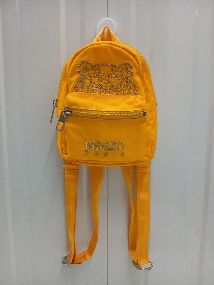 Kenzo Icon Embroidered Yellow Nylon Mini Backpack Authentic