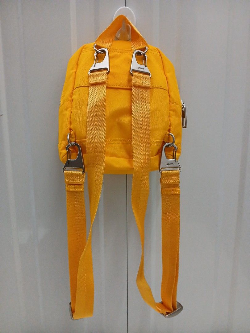 Kenzo Icon Embroidered Yellow Nylon Mini Backpack Authentic