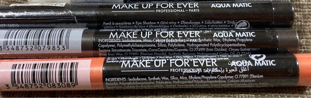 Makeup Forever AQUA MATIC Glide-On Eye Shadow 1.4 g (Category: Makeup) located in Baguio. Submitted by BreezyRainShop (Listing ID 1332763783, Image 2). Description: Makeup Forever AQUA MATIC Glide-On Eye Shadow 1.4 g Diamond Finish The diamond finish is all about sparkle! Loaded with reflective particles, the diamond finish is the one to choose if you really want to make a statement of your eyes. D-10 Diamond Black: A jet black with silver reflec
