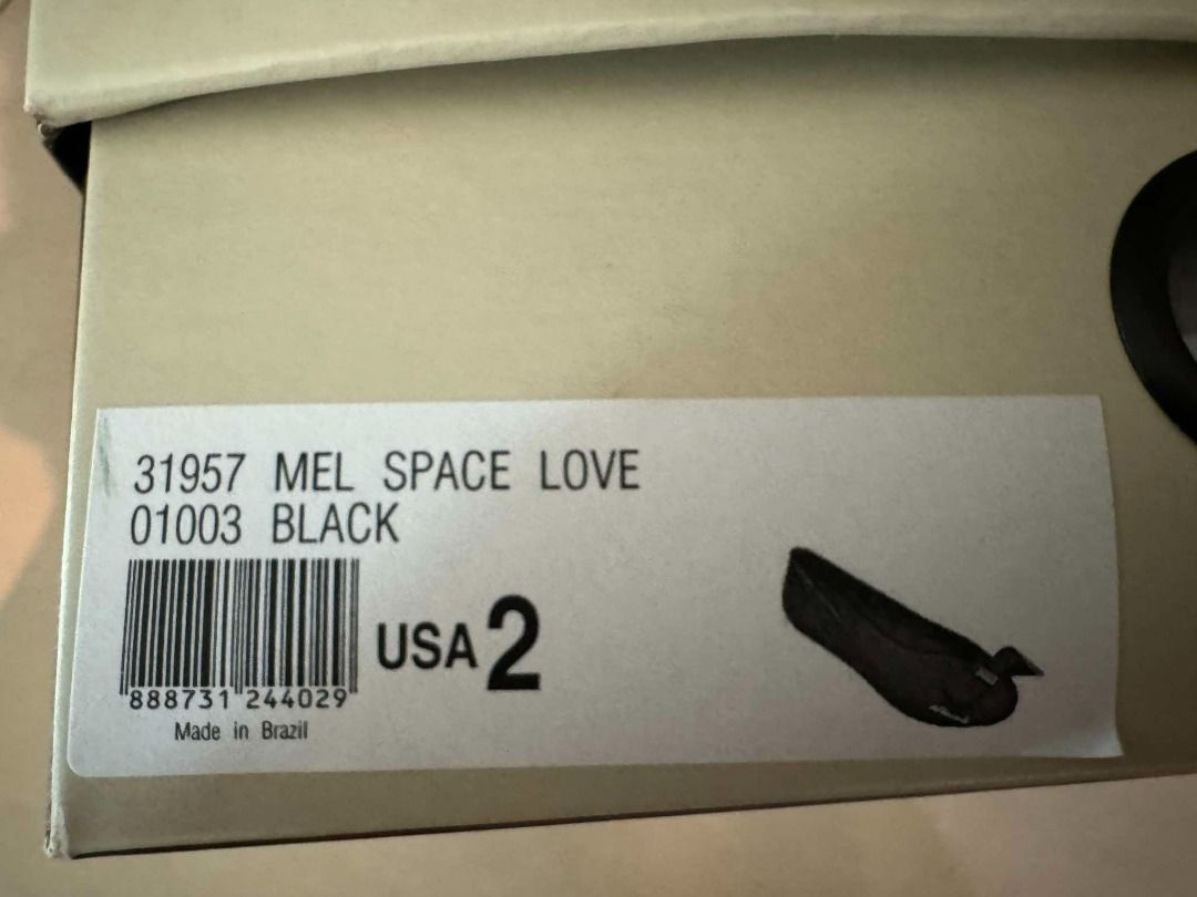 Melissa shoes (Category: Babies & Kids Fashion) located in Pasig City. Submitted by primehouse (Listing ID 1332624269, Image 2). Description: Melissa shoes for Big Girls Size USA 2 (about 7-8 years old) Space Love Black New, never used, comes in original box and dust bag Bought in the US P1,950 only Meetups in Podium or Galleria on weekdays Buyer shoulders Shipping cost.