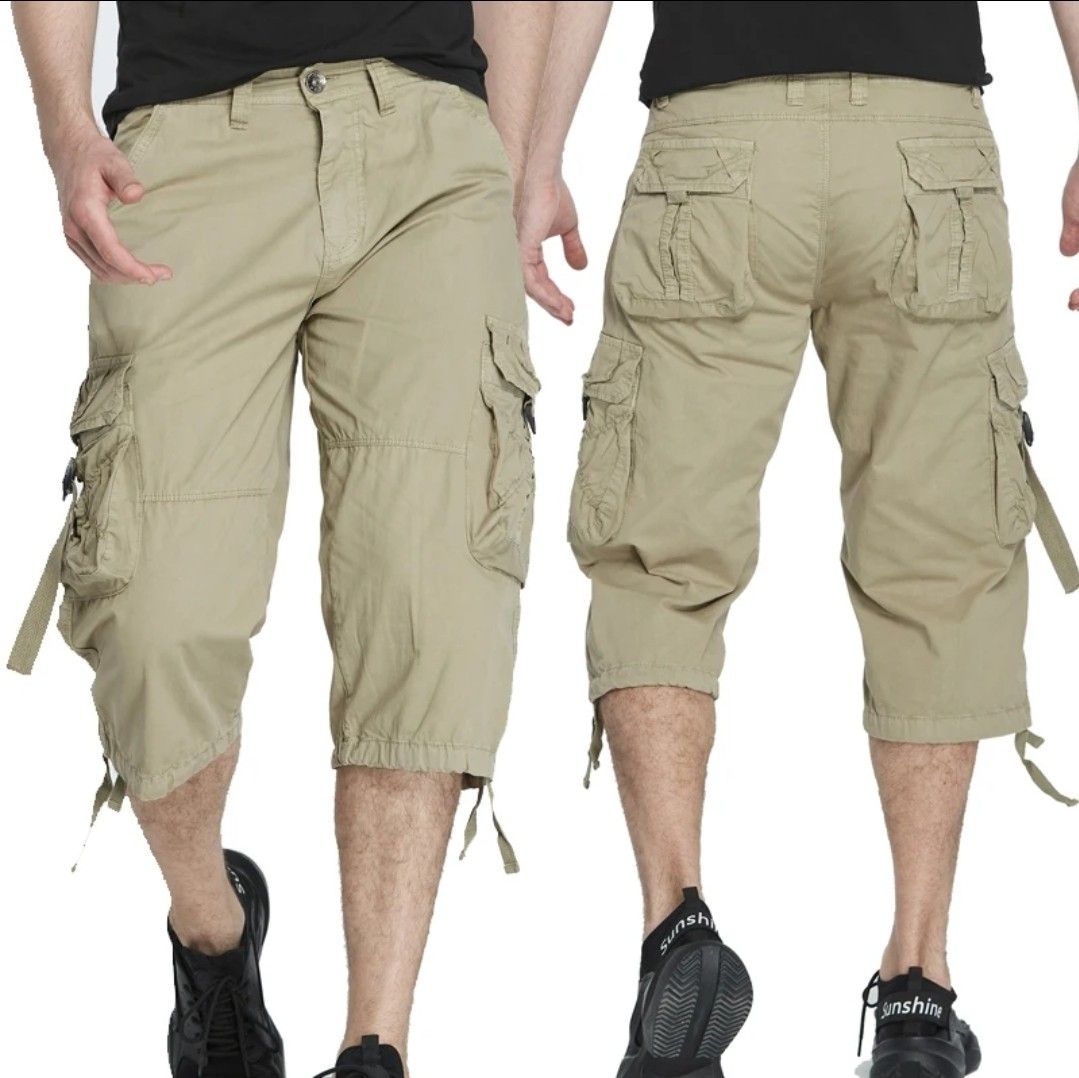 New style Below Knee Length 3 4 Long Shorts Men s Tactical Capri Pants Multi Pocket Summer Twill Work Cargo Pants Man Men s Fashion Bottoms Shorts on Carousell