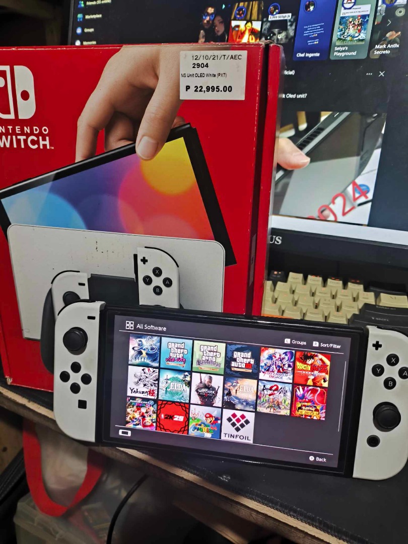 nintendo switch oled white JB 256gb full of games, Video Gaming, Video ...
