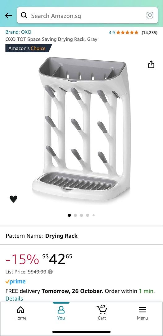 OXO TOT Space Saving Drying Rack Gray Babies Kids Nursing Feeding Breastfeeding Bottle Feeding on Carousell