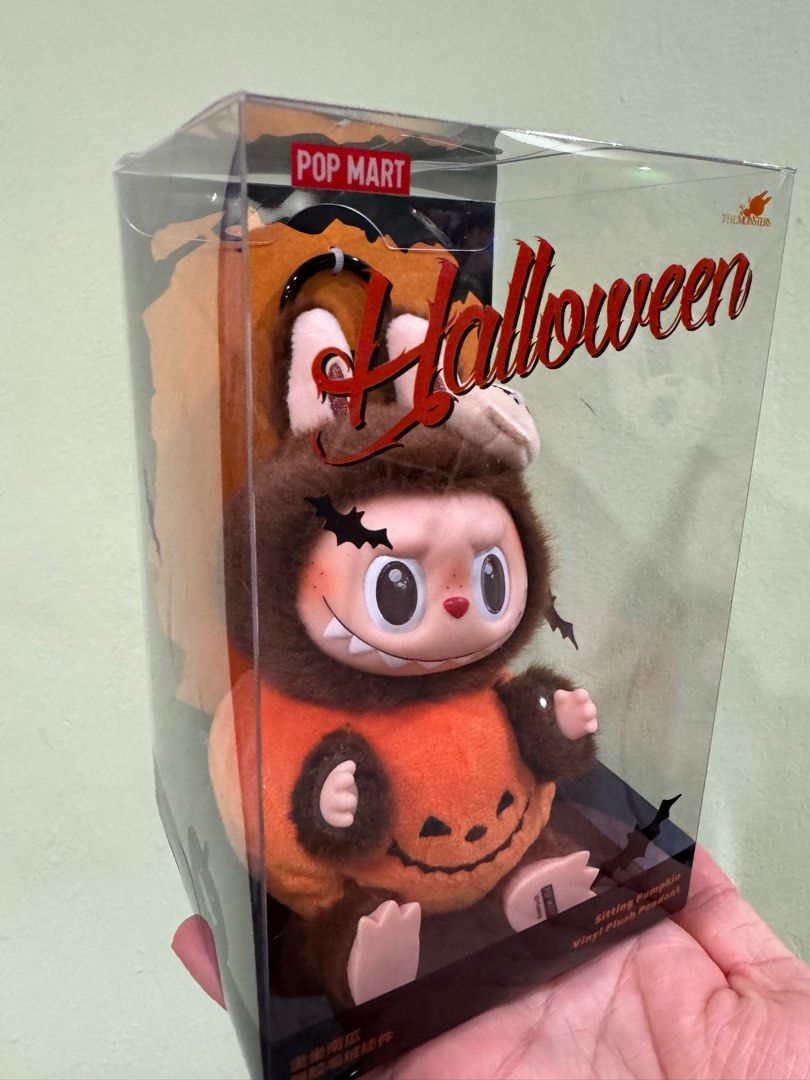 Pop Mart Labubu Happy Halloween - Figurine En Vinyle Et Peluche Assise Sur Citrouille, Collection édition Limitée
