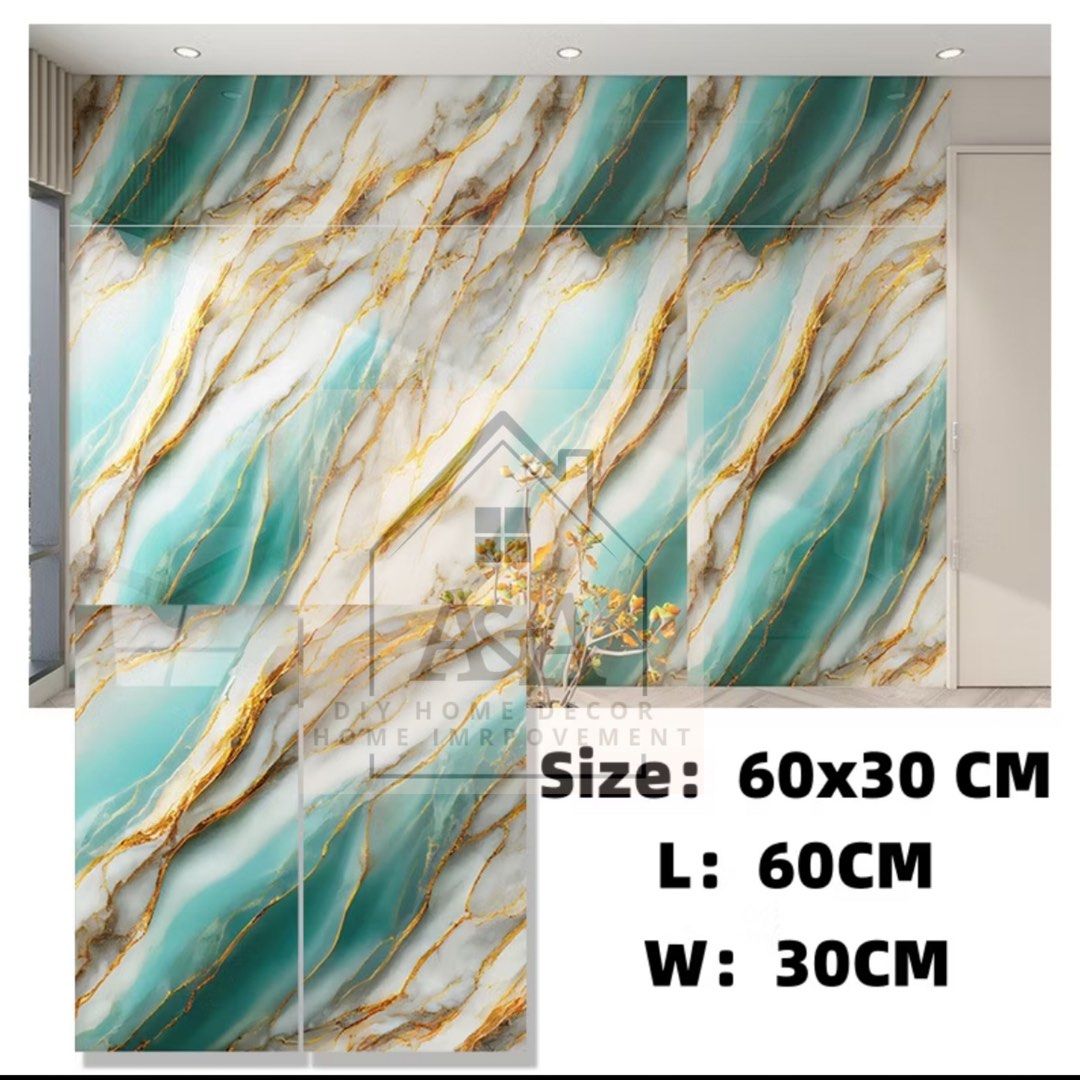 PVC WALL TILES SELF ADHESIVE 30x60cm (Category: Wall Decor) located in Quezon City. Submitted by homedecor0824 (Listing ID 1332753201, Image 2). Description: New Design for Wall Sticker 3D MARBLE GLOSSY DESIGN SELF ADHESIVE 3D Wall PVC Sticker Floor and Wall Sticker 30x60 cm PVC Self-Adhesive Waterproof Decorative Stickers for Home DIY HouseProduct : home decor stickers Color : as show in the picture Material : PVC 📌30.5 x 61cm size ✅pwedeng pwe