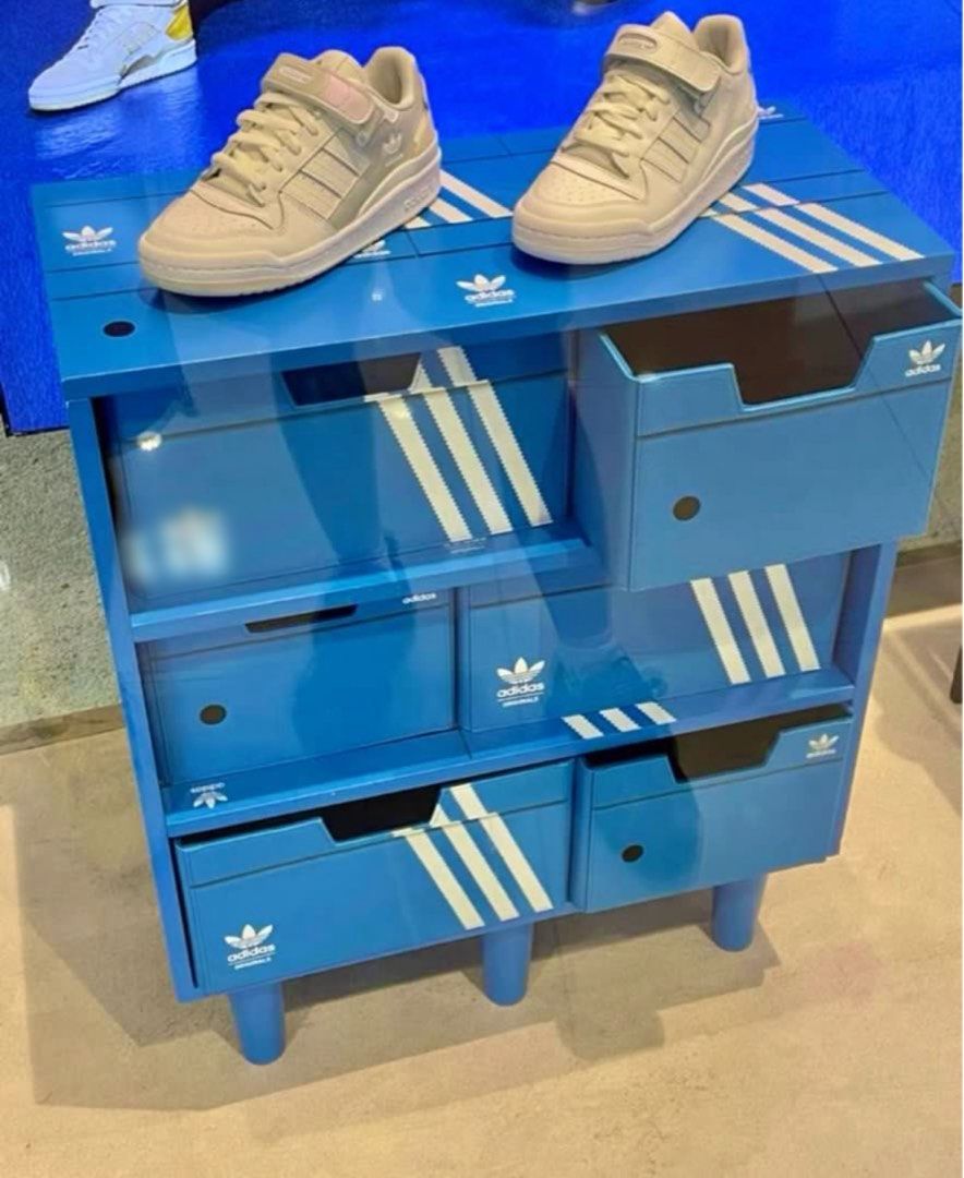 RARE Adidas Originals Wooden Shoe Shelves Shoe Rack Cabinet