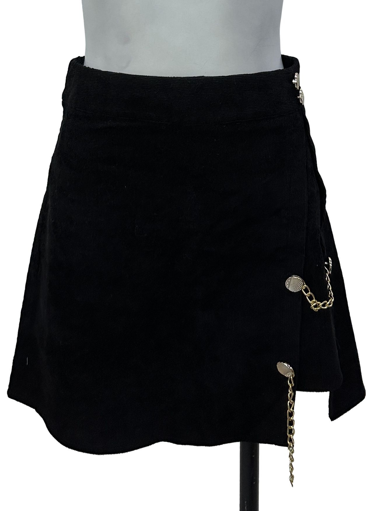 SHEIN Black Gold Chained Corduroy Skirt Women s Fashion Bottoms Skirts on Carousell