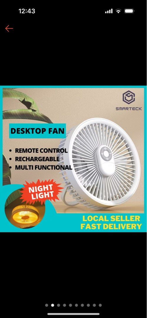 rechargeable electric fan with light