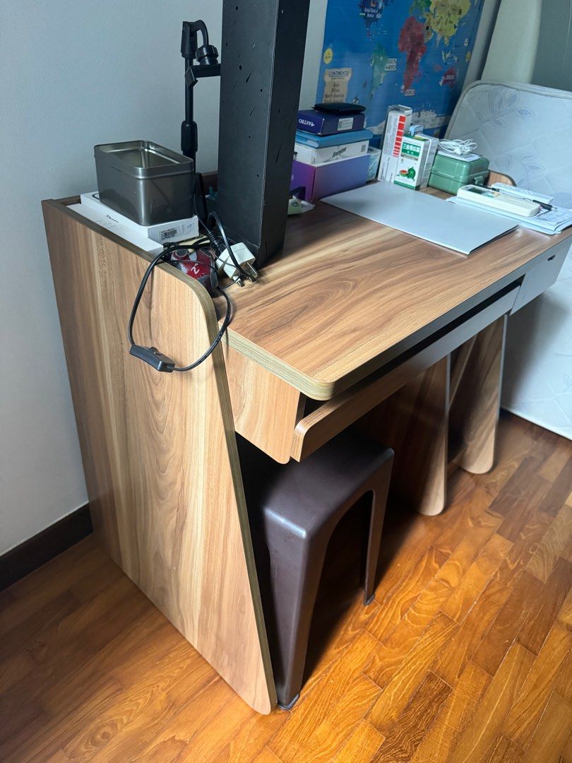 Solid wood study table (Category: Tables & Sets) located in Singapore. Submitted by ariesmoo (Listing ID 1332684521, Image 2). Description: Got a longer table for my boys that can fit 2 chairs. So giving this away for free..