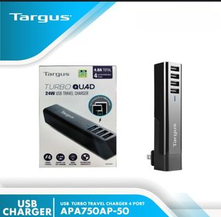 Targus 4-in-1 (Adapter) Universal Travel Charging Converter 4 USB Heads 4.8A (Black)64166381974147110