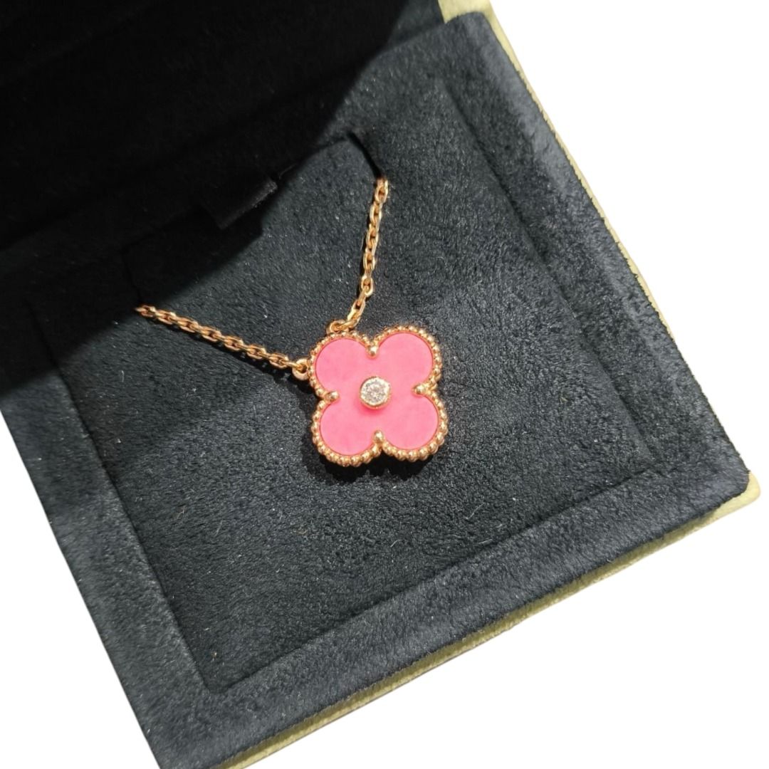 Van Cleef Arpels Vintage Alhambra Rhodonite Diamond Holiday