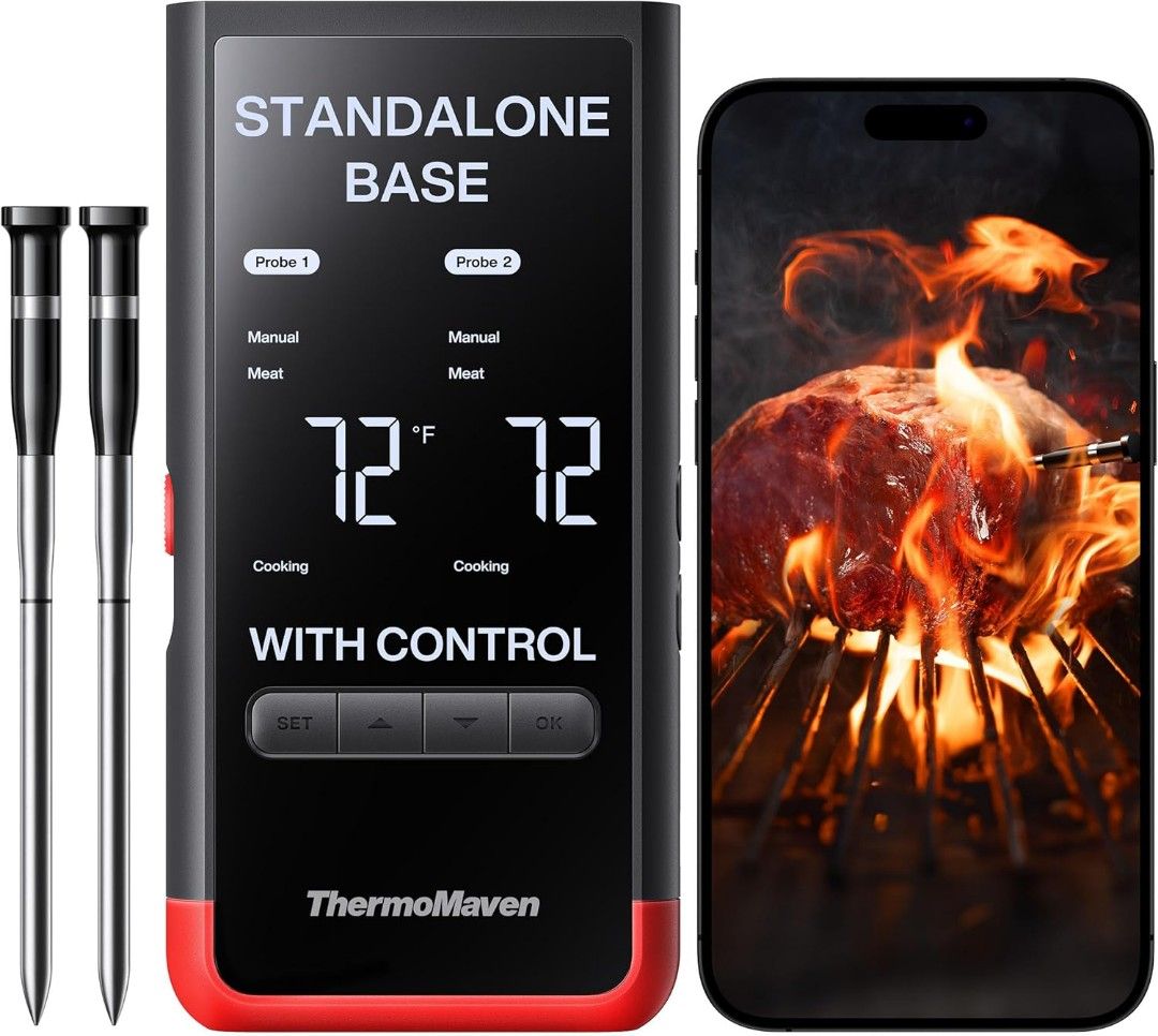 Wireless Bluetooth Smart Meat Thermometer Standalone Base, WiFi