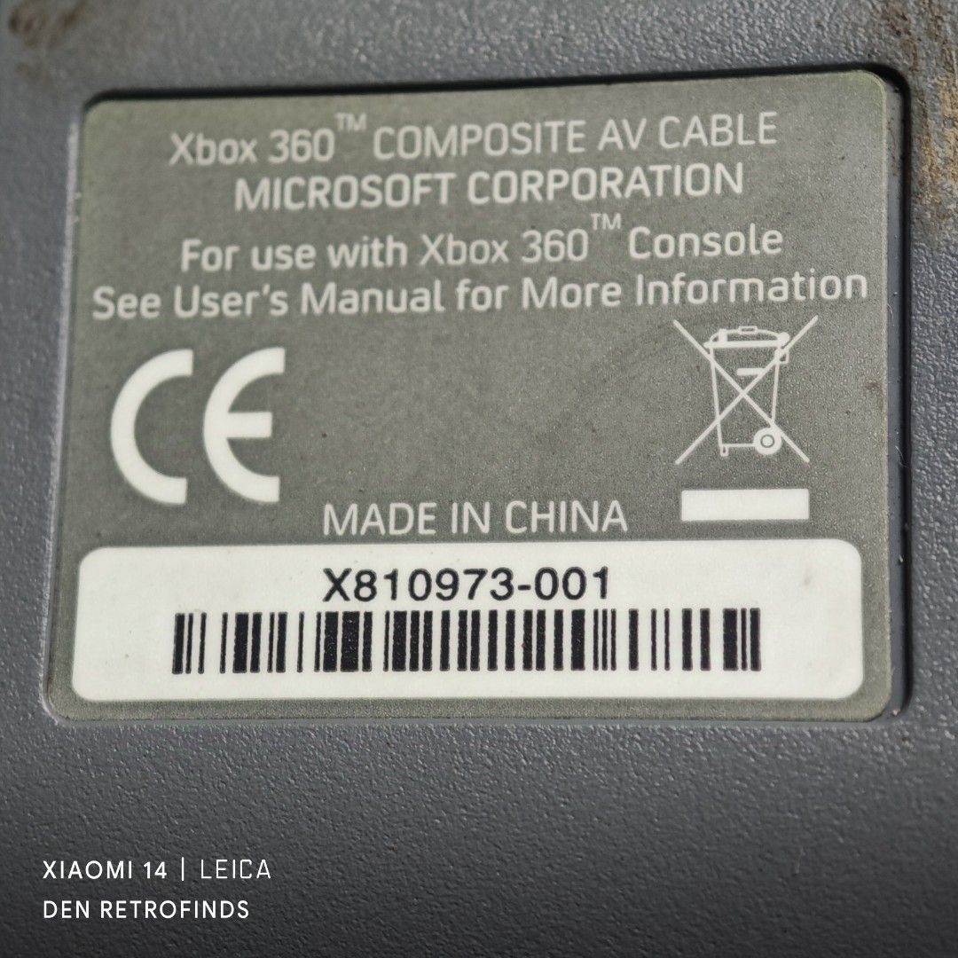 XBOX 360 Composite Cable (Category: Xbox) located in Manila. Submitted by Dencios_Manila (Listing ID 1332701699, Image 2). Description: For use only sa Xbox 360 console Payment: Gcash, BPI Shipping: Lalamove, Grab, Gogo Express, LBC Meet-up: San Sebastian Church, Morayta, UE Recto, Mendiola, Legarda.