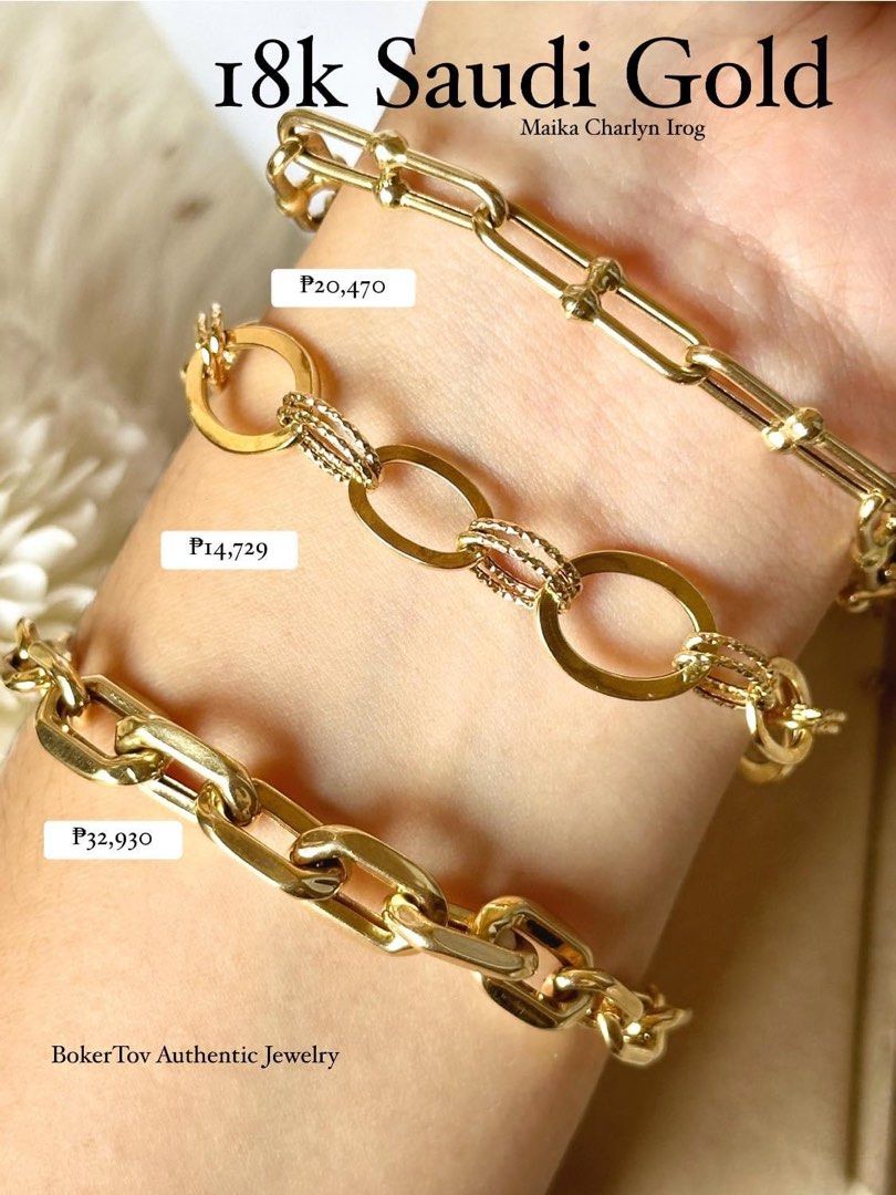 18k Gold Bracelets (Category: Bracelets) located in Manila. Submitted by malka.wrist.it (Listing ID 1332905893, Image 1). Description: Link bracelets! Chunky or slim, ang mahalaga ay totoong gold na ang alahas mo, sis!✨ Ang gagandaaaa! Braso ko po yan, kaya Own actual pictures, what you see is what you get💯🔥 ✅First Pay, First Served 💵PAYMENT FIRST ❌NO COD/COP kahit meetup (wag makulit) 📍Balanga Bataan (no house pickup) 🛵Daily Meetup: Vista M