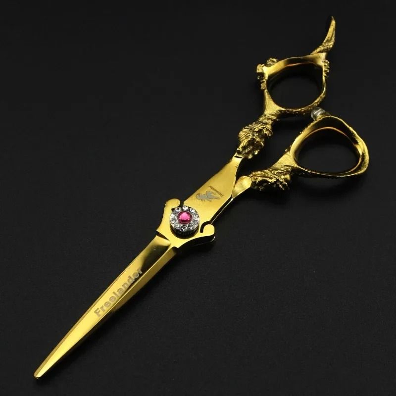 6 Inch All Golden Dragon Hairdressing Barber Scissors Professional