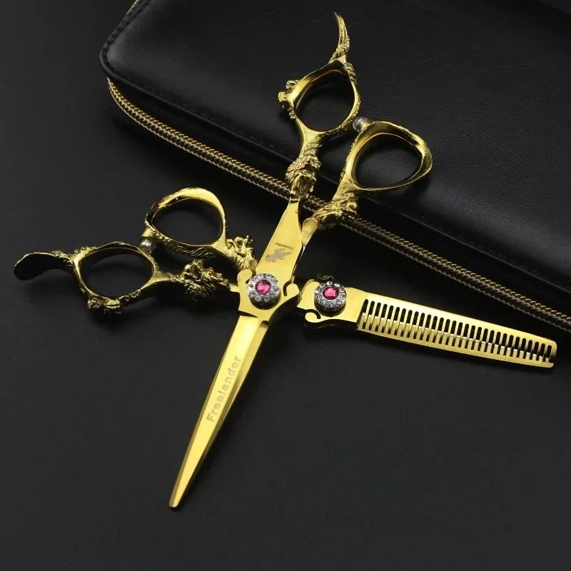 6 Inch All Golden Dragon Hairdressing Barber Scissors Professional