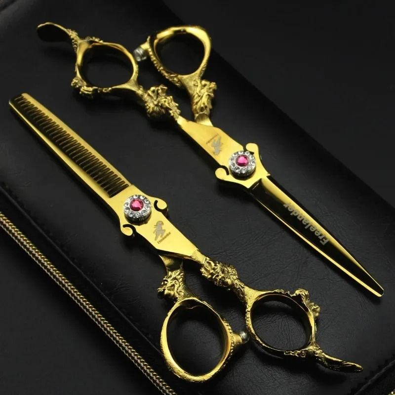 6 Inch All Golden Dragon Hairdressing Barber Scissors Professional