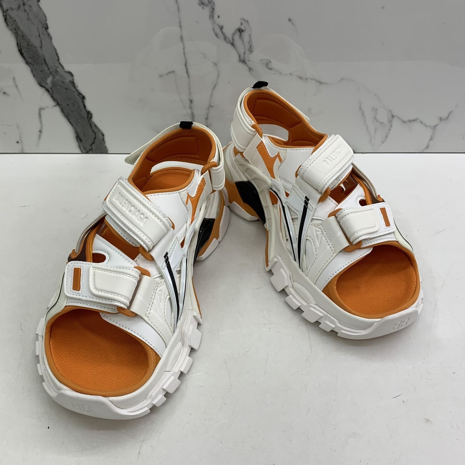 BALENCIAGA 617542 WHITE ORANGE TRACK 40 SANDALS 247055452 WE Luxury Sneakers Footwear on Carousell
