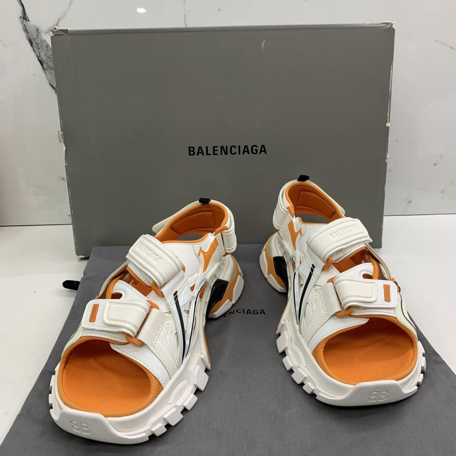 Balenciaga White and Orange Open-Toe Sandals 中古・古着通販】BALENCIAGA (バレンシアガ) SANDAL STRAP  main image 4