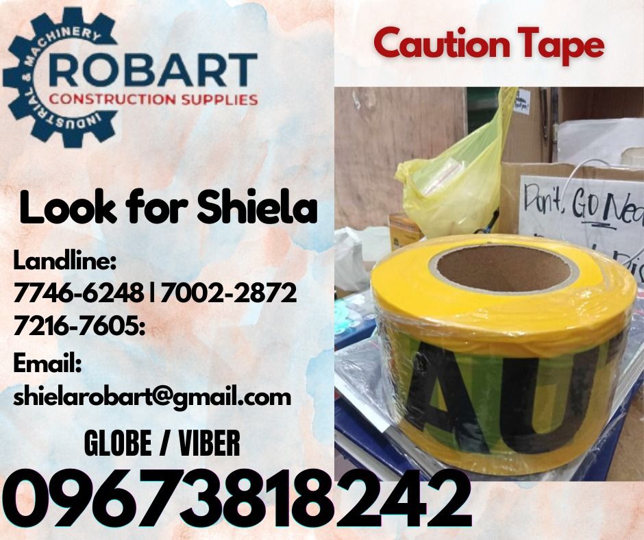 Caution Tape (Category: Construction Tools & Equipment) located in Caloocan City. Submitted by shielaroba44709 (Listing ID 1332816518, Image 1). Description: Caution Tape Size: 3" x 300m 1 roll 𝑹𝑶𝑩𝑨𝑹𝑻 𝑪𝑶𝑵𝑺𝑻𝑹𝑼𝑪𝑻𝑰𝑶𝑵 𝑺𝑼𝑷𝑷𝑳𝑰𝑬𝑺 Office Address: 1405 Yuseco St. Sta Cruz Manila SEND US MESSAGE FOR INQUIRIES ‼️ ‼️ Call: 09673818242 / 09662708845 Vibr - (09673818242) Landline: (𝟩𝟩𝟦𝟨-𝟨𝟤𝟦𝟪) / (𝟩𝟢𝟢𝟤-𝟤𝟪𝟩𝟤) / (𝟩𝟤𝟣𝟨-
